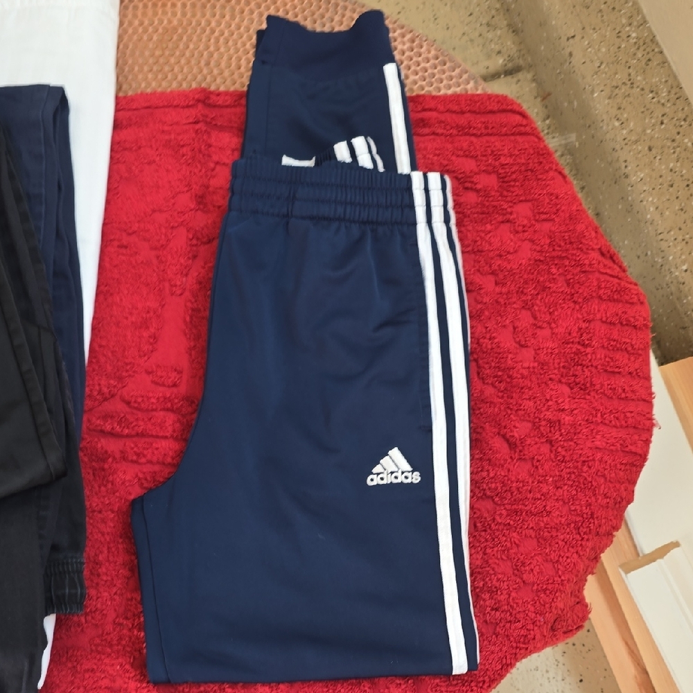 Adidas Kids Dark Blue Joggers with White Stripes